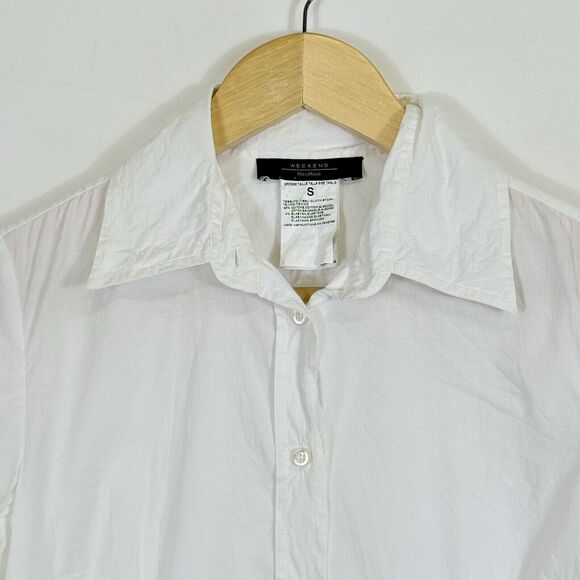 Weekend MaxMara White Long Sleeve Button Front Collared‎ Shirt Top Women's Small - Picture 2 of 7